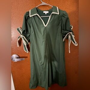 Entro Forest Green Dress with Cream Accents